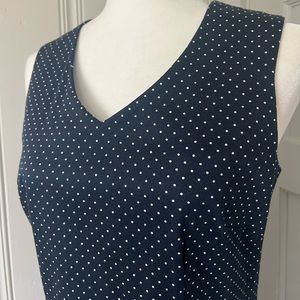 SALE!!! Talbots Women's Navy White Polka Dot Shift Dress Ribbon Trim Size 8